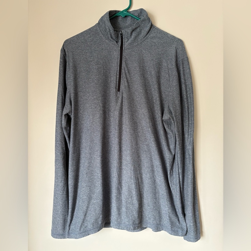 True Classic Men's Gray Long Sleeve Shirt, 1/4 Zip Mens Large